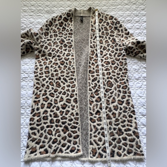 Alya Francesca's Collection Leopard Print Open Long Line Cardigan Size Small - Picture 8 of 10